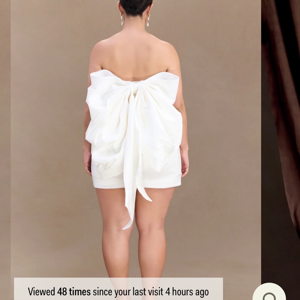 Meshki White Bow Backless Wedding Dress